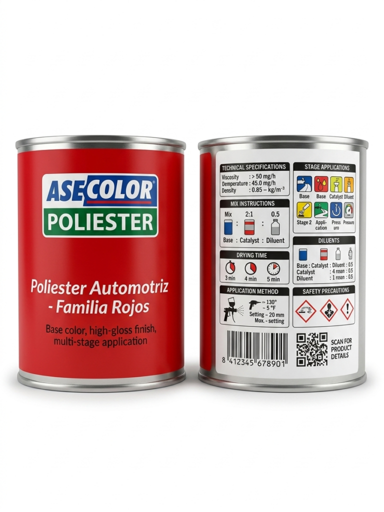 ASECOLOR Poliester Automotriz – Familia Rojos