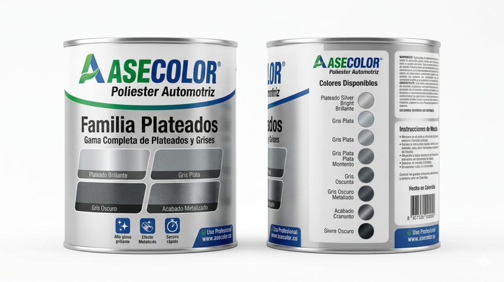 ASECOLOR Poliester Automotriz – Familia Plateados