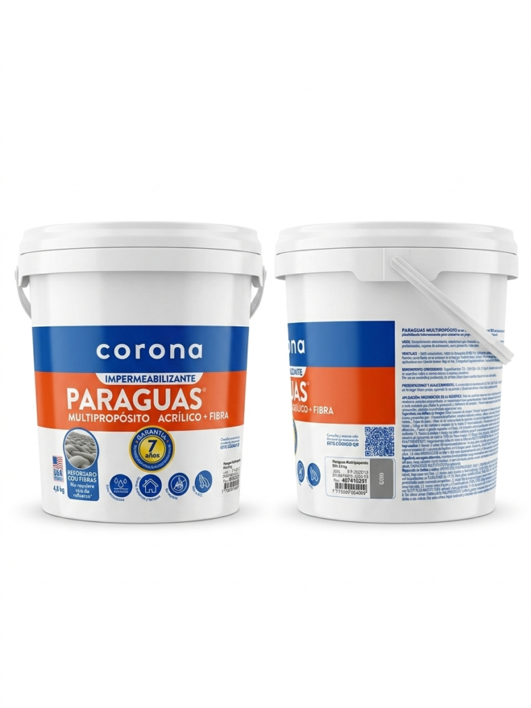 Corona Paraguas® Multipropósito — Impermeabilizante Acrílico + Fibra