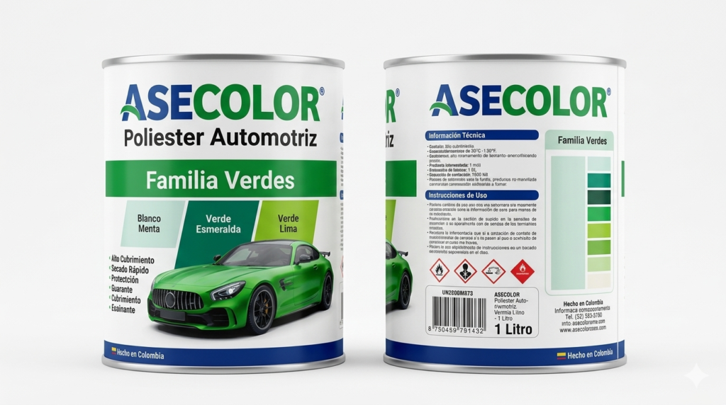 ASECOLOR Poliester Automotriz – Familia Verdes